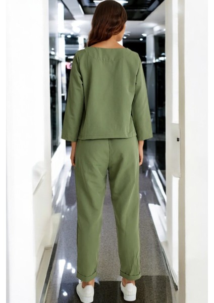 Kemerli Alt Üst Keten Takım