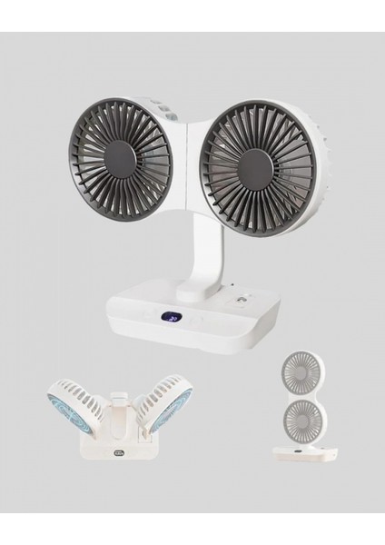 Çift Kafalı Masaüstü ve Duvar Tipi Sessiz USB Şarjlı Fan fiyatları