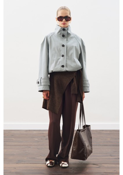 Trenç Tarz Bomber Ceket Mavi modelleri