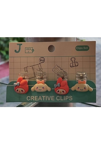 Cinnamoroll ve My Melody Figürlü Küçük Boy 4 Lü Klips Seti AD71601