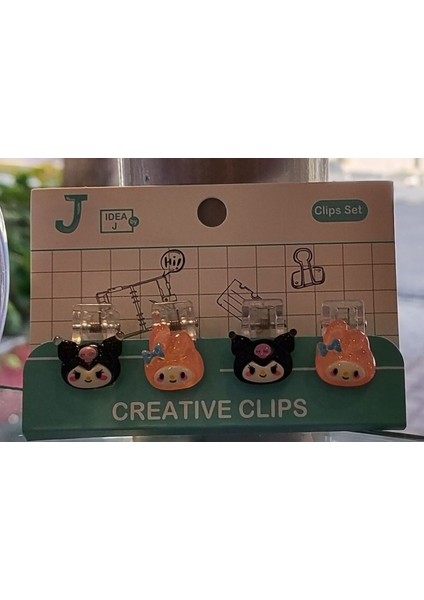 Kuromi ve My Melody Figürlü Küçük Boy 4 Lü Klips Seti AD71600