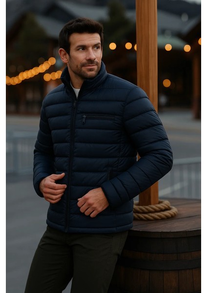 Erkek Trend Günlük Dik Yaka Kışlık K.lacivert Şişme Mont fiyatları