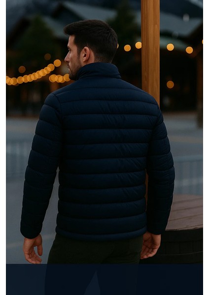 Erkek Trend Günlük Dik Yaka Kışlık K.lacivert Şişme Mont indirimleri