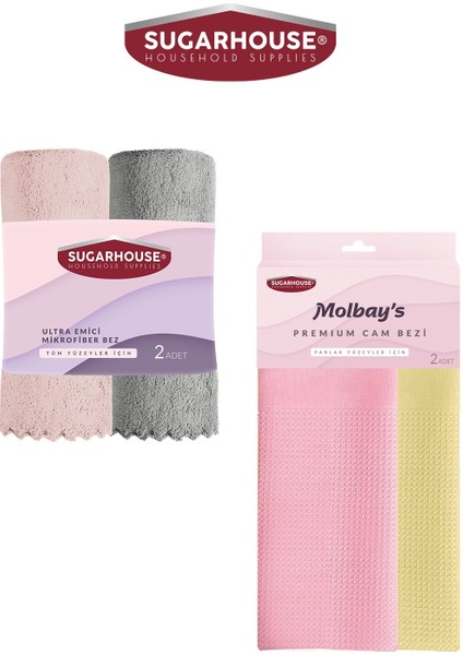 Sugarhouse Ultra Emici Bez 2'li+ Molbays Premıum Cam Bezi 2'li