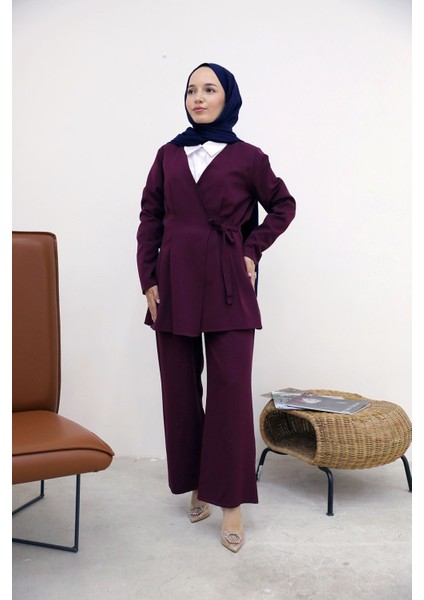 Pensli Bağlamalı Takım-Bordo