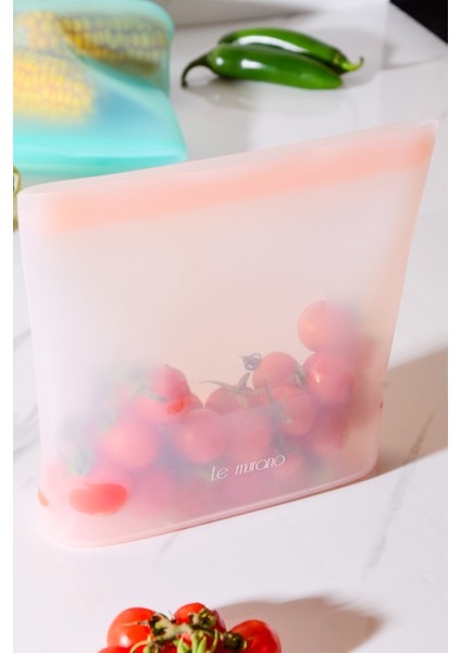 Mood Hava Sızdırmaz Kilitli Silikon Saklama Torbası 700 ml | Pembe