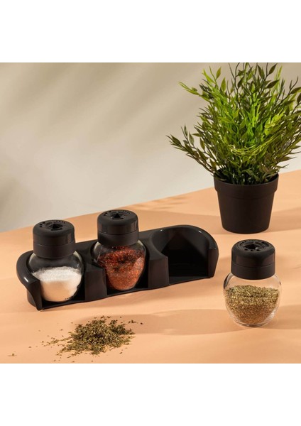 Stantlı Baharatlık Qlux Bpa Içermez Plastik Stantlı Cam Baharat Seti C-00372 Ev Ofis Lokanta Cafe