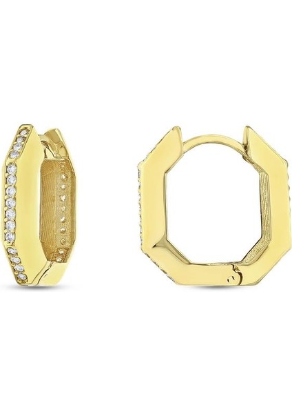 Taşlı Altın Küpe - 14K