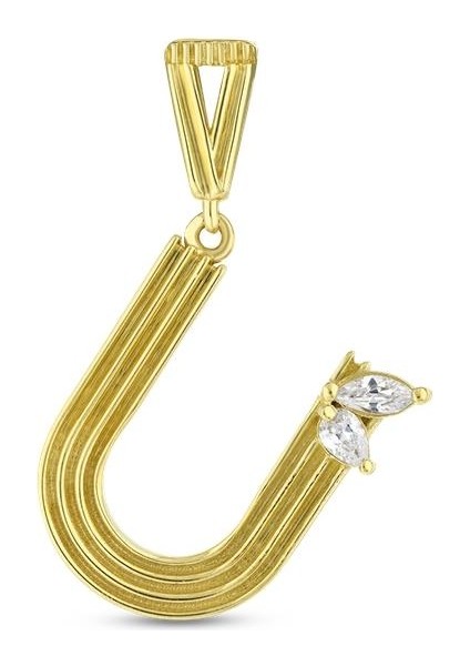 Altın U Harf Kolye Ucu - 14K