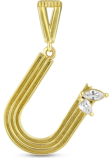 Altın U Harf Kolye Ucu - 14K fiyatları