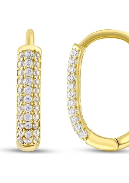 Taşlı Altın Halka Küpe - 14K fiyatları