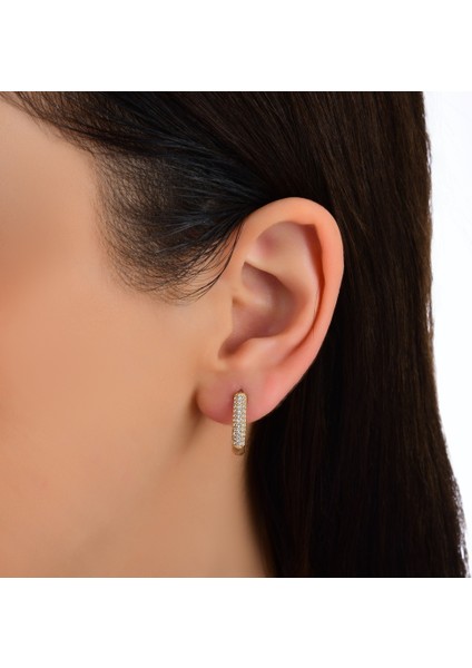 Taşlı Altın Halka Küpe - 14K modelleri