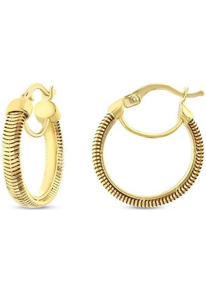 Altın Tasarım Halka Küpe - 14K