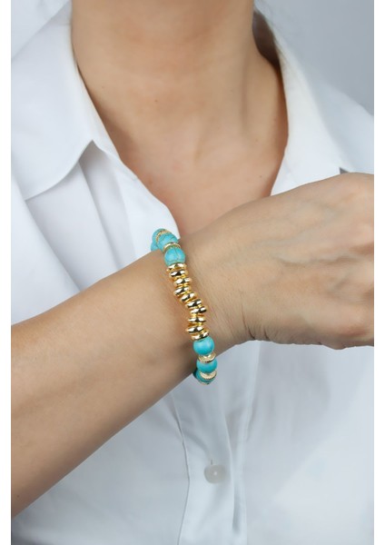 Gold Detay Turkuaz Doğaltaş Bileklik fiyatları