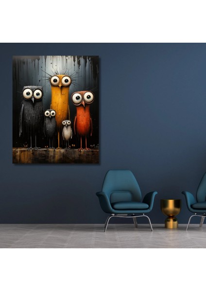 Hd Digital Baskı Renkli Kuşlar Komik Kuşlar Kanvas Tablo