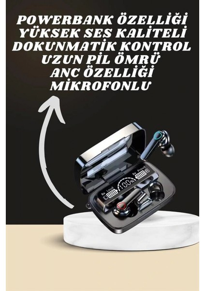 Dijital Göstergeli Powerbank Kulaklık ve 7 Kordonlu Yeni Nesil Akıllı Saat Amoled Ekran