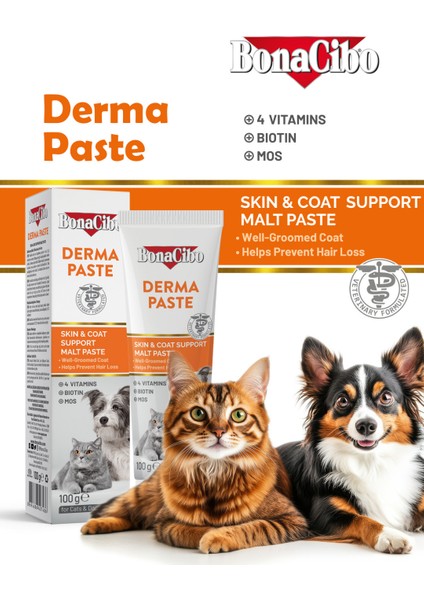 Derma Paste Yetişkin Kedi ve Köpekler Için Deri ve Tüy Bakımını Destekleyici Malt Macun
