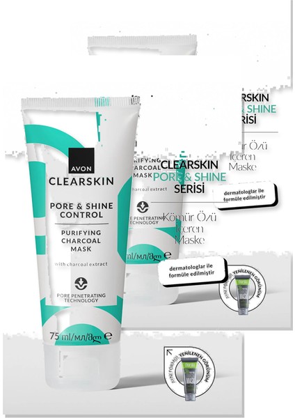 Clearskin Pore & Shine Kömür Maske - 75ML Ikili Set