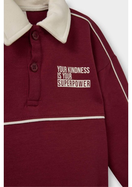 Erkek Bebek Regular Fit Gömlek Yaka Slogan Baskılı SWEATSHIRT G4424A525WN fiyatları