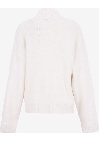 Fermuarlı Yaka Relaxed Düz Ekru Kazak Kadın M5WL-KZK1451 fiyatları