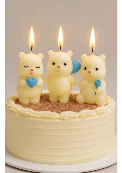Doğumgünü,babyshower Pasta Süsleme Mumu 3'lü Set
