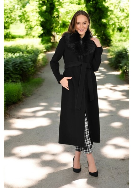 Kışlık Kürk Yaka Kaşmir Kaşe Kaban