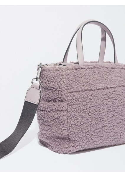 Suni Kürk Detaylı Tote Çanta