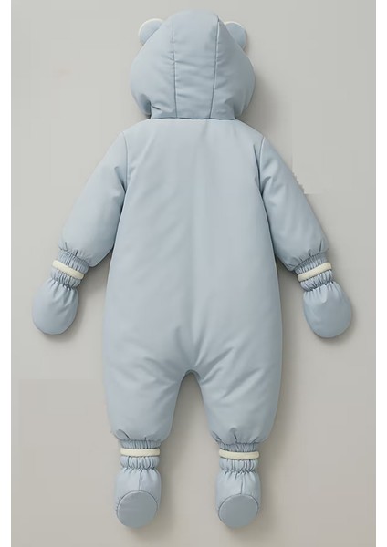 Sevimli Bear Soft Kumaş Içi Kürklü-Kapüşonlu-Cepli-Su Itici Bebek-Çocuk Astronot-Kozmonot Tulum fırsatları