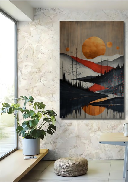 Portre Yağlı Boya Görünümlü Soyut Doğa Sanatı Ahşap Tablo Dikdörtgen Tablo