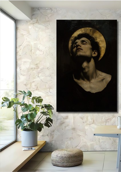 Kara Kalem Görünümlü Aziz Ahşap Dekoratif Tablo Dikdörtgen Tablo