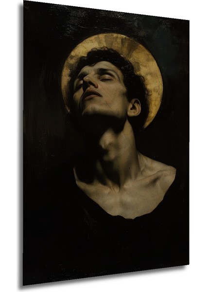 Kara Kalem Görünümlü Aziz Ahşap Dekoratif Tablo Dikdörtgen Tablo fırsatları