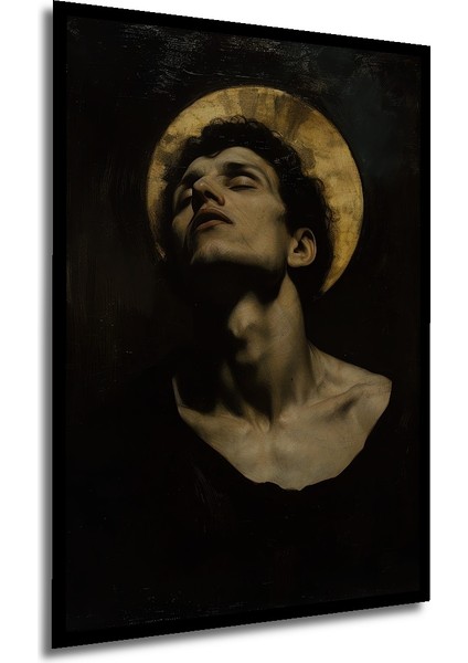 Kara Kalem Görünümlü Aziz Ahşap Dekoratif Tablo Dikdörtgen Tablo