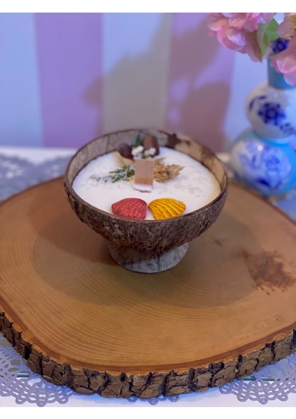 Gerçek Hindistan Cevizi Kasesinde Hindistan Cevizi Kokulu Dekoratif Doğal Mum fiyatları