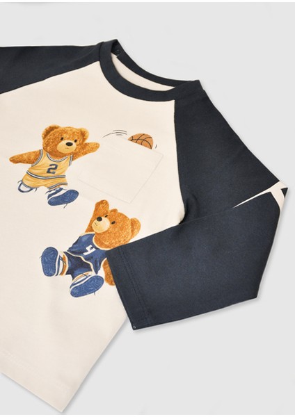 Lacivert Erkek Bebek Uzun Kollu Baskılı T-Shirt 2059 modelleri