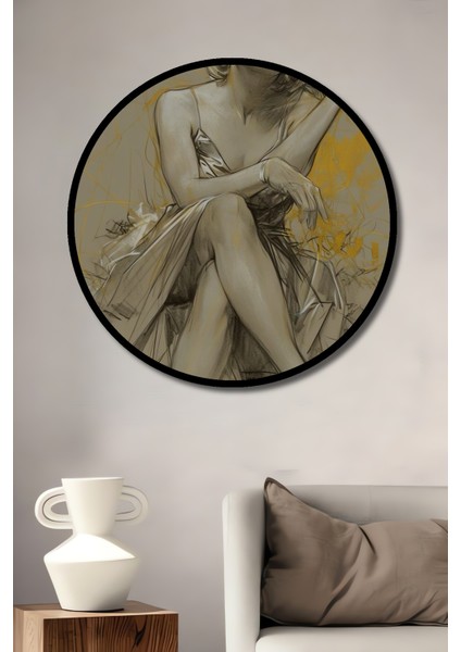 Marilyn Monroe Kara Kalem Görünümlü Ahşap Dekoratif Tablo Yuvarlak Tablo fiyatları