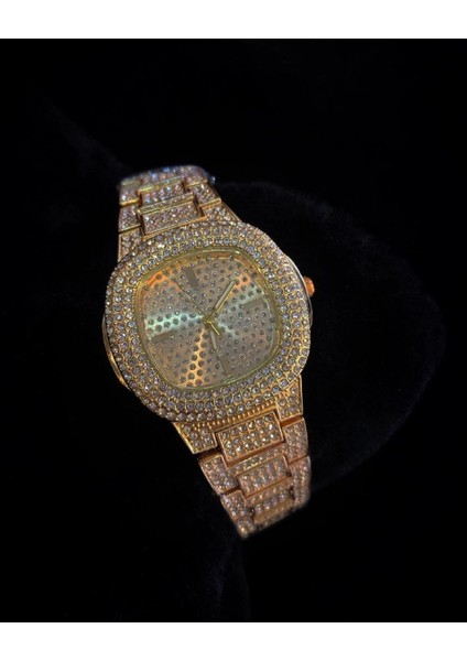 Altın Renk Taş Kaplama Oval Kasa Tasarım Kadın Kol Saati fırsatları