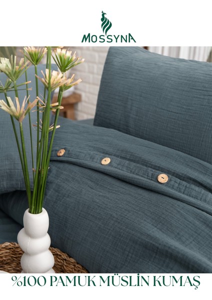 %100 Pamuk Müslin Çift Kişilik Nevresim Takımı - Boncuk Silikon Yastık Hediyeli (2 Adet) fiyatları