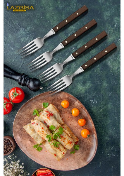 Hand Craft Serisi Steak Et Yemek Çatalı Kahvaltı Çatalı 4 Lü Set Mutfak Çatal Seti Hds-71