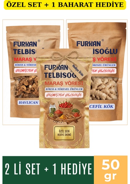 Havlıcan Kök 50GR + Zencefil Kök 50GR +1 Baharat Hediye