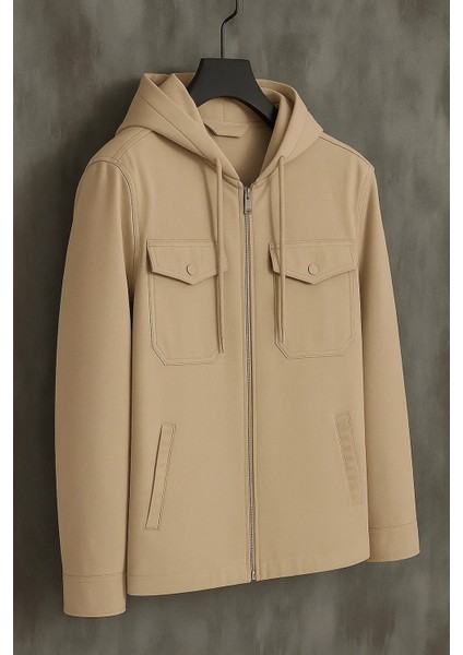 Erkek Oversize Premium Krem Kapşonlu Mont fiyatları