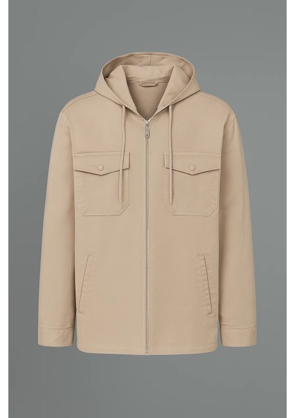 Erkek Oversize Premium Krem Kapşonlu Mont fırsatları