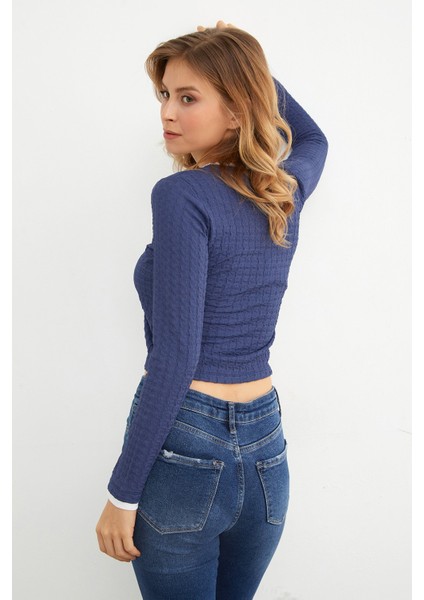 Bürümcük Kumaş Biyeli Bluz