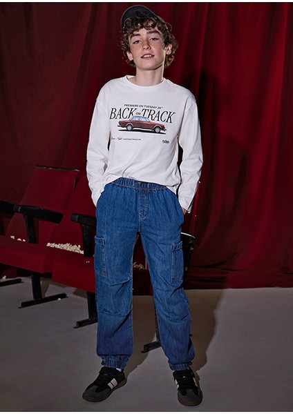 Erkek Çocuk Mavi Kargo Kot Pantolon 7564