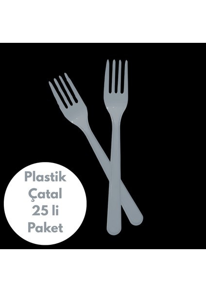 Gümüş Renkli Plastik Çatal 25 Li Paket