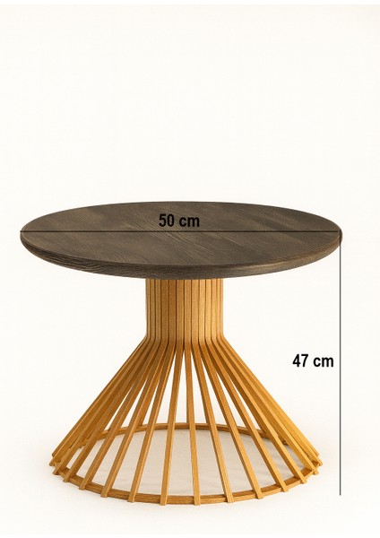 Palermo Yuvarlak Modern Klasik Rustik Retro Vintage Naturel Dekoratif Ahşap Çıtalı Yan Mantar Sehpa fiyatları