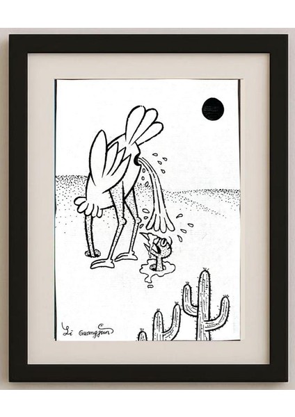 Li Guangjun 29X21CM Orijinal Karikatür Tablo