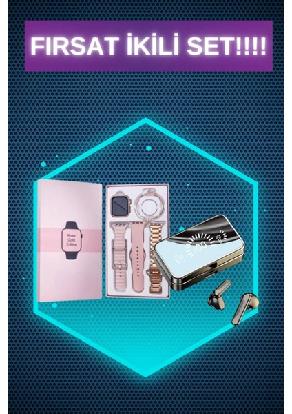 Bileklikli Amoled Ekran Akıllı Saat ve Dijital Göstergeli Kablosuz Bluetooth Kula - F827K695-U67