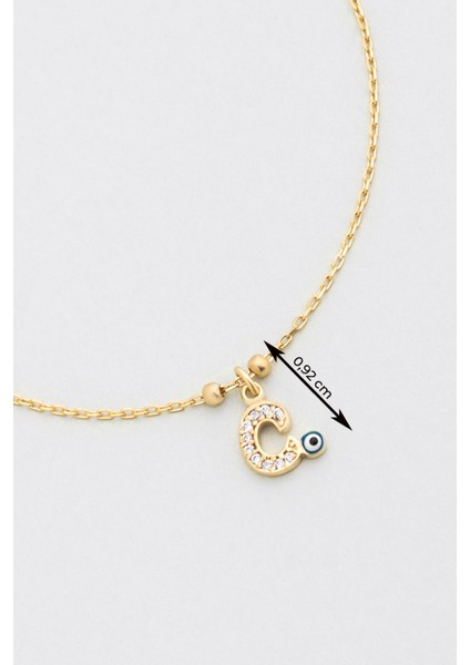 C Harfi 18 Ayar Sarı Altın Kaplama 19 cm Gümüş Nazar Bileklik modelleri
