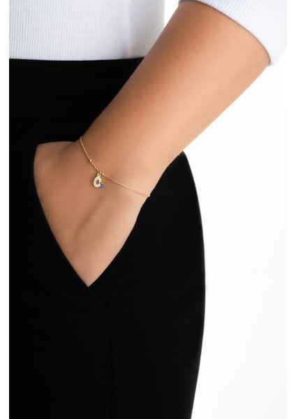 C Harfi 18 Ayar Sarı Altın Kaplama 19 cm Gümüş Nazar Bileklik fırsatları