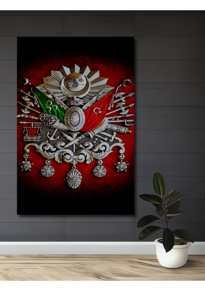 Osmanlı Tuğrası Yağlı Boya Görünümlü Ahşap Dekoratif Tablo Dikdörtgen Tablo